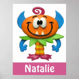 Póster Ducha de bebé niña monstruo bebé guardería