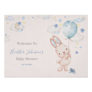 Póster Ducha de bebé niño conejito