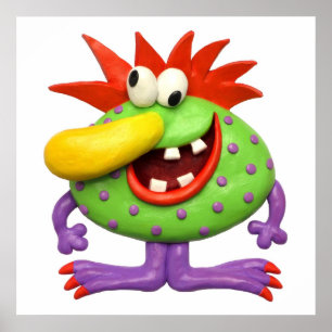 Póster Ducha de bebé niño monstruo de nariz amarilla gran