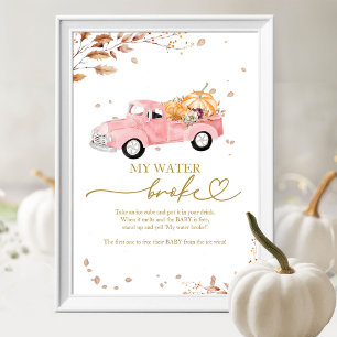 Póster Ducha de bebé Otoño de Calabaza Mi Agua se Rompió 