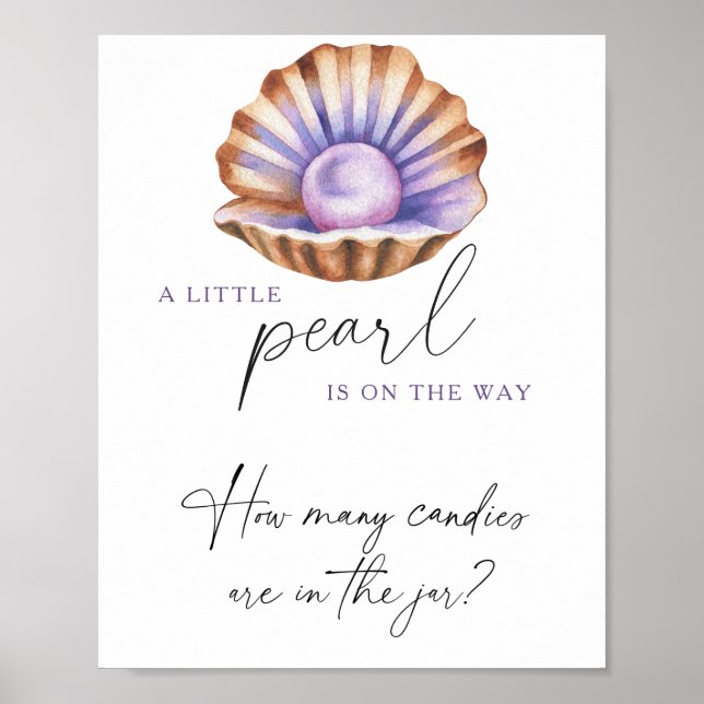 Póster ducha de bebé perlas Adivinen cuántos caramelos (Frente)