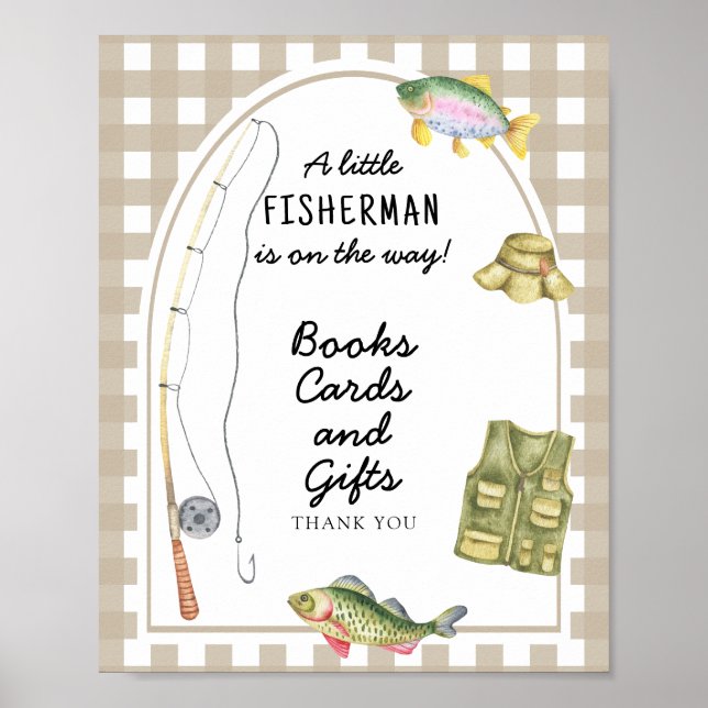 Póster Ducha de bebé pescador - libros, tarjetas y regalo (Frente)