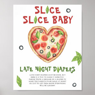 Póster Ducha de bebé pizza - pañales nocturnos