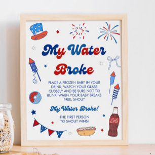 Póster Ducha de Bebé Rojo Blanco y Vencido Mi Agua se Rom