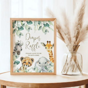 Póster Ducha de bebé Safari de Little Wild One Rifa de pa