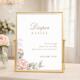 Póster Ducha de Bebé Simple y Elegante: Rifa de Pañales e