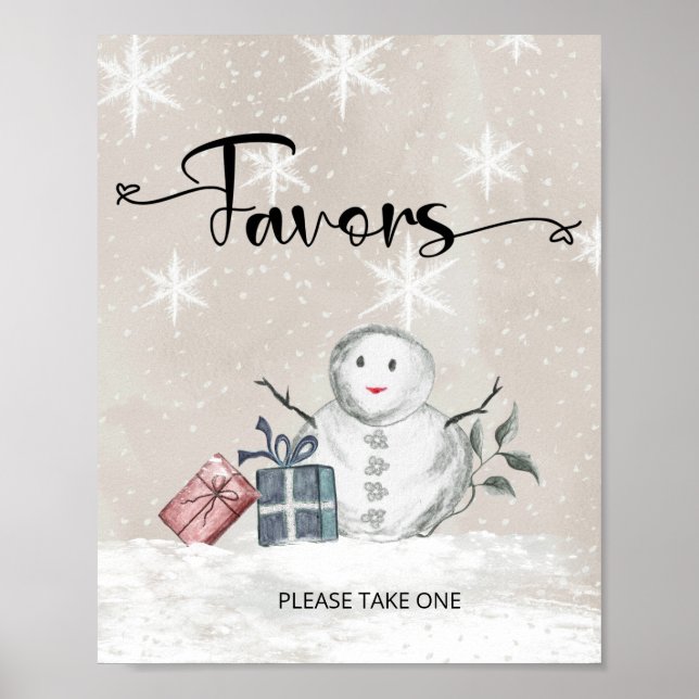 Póster Ducha de bebé Snowman Favors (Frente)