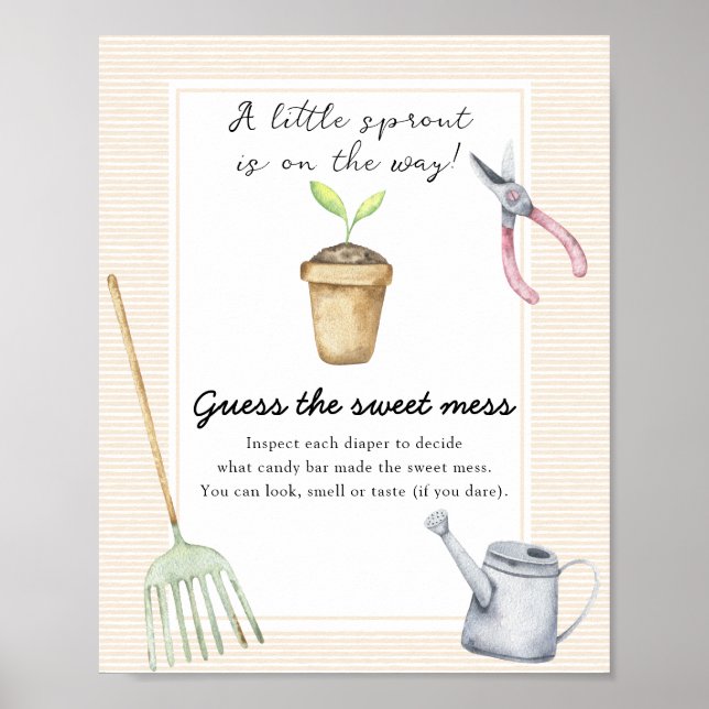 Póster Ducha de bebé Sprout - Adivina el dulce desorden (Frente)