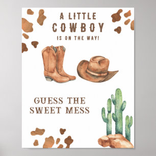 Póster Ducha de bebé vaquero Adivinen el dulce desastre