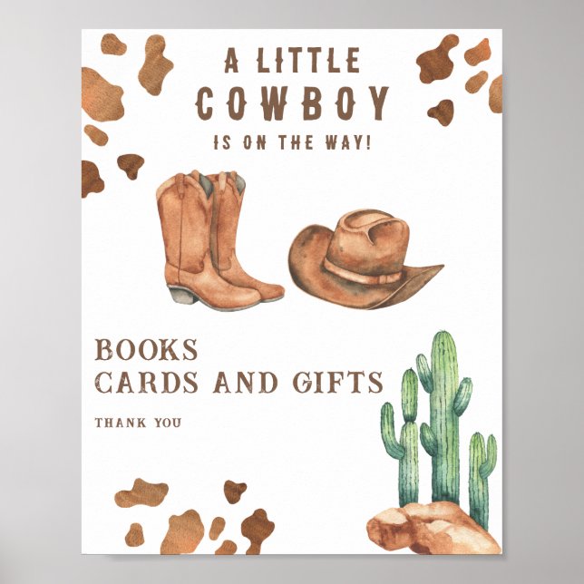 Póster ducha de bebé vaquero - poster de libros y tarjeta (Frente)