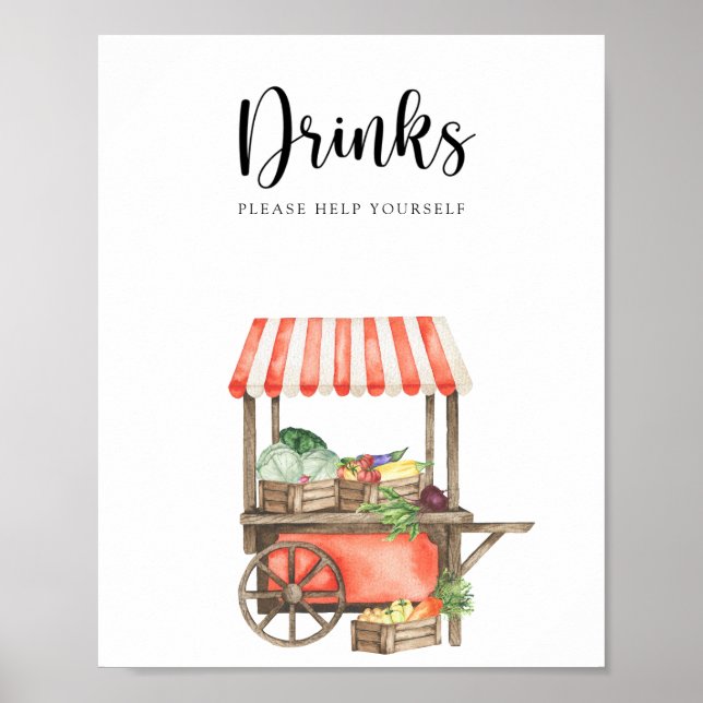Póster ducha de bebé vegetariana - Bebidas sírvete tú mis (Frente)