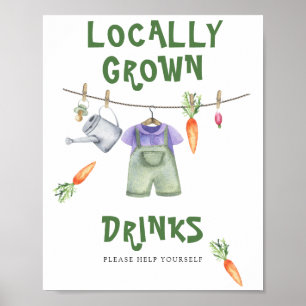 Póster ducha de bebé vegetariana - Las bebidas se ayudan 