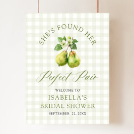 Póster Ducha de Boda Pareja Perfecta de Gingham Verde Mod