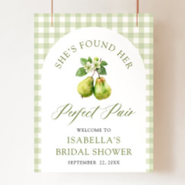 Póster Ducha de Boda Pareja Perfecta de Gingham Verde Mod