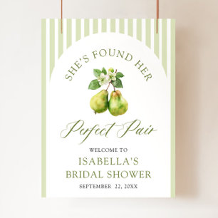 Póster Ducha de Boda Perfecta Pareja Gingham Verde Modern