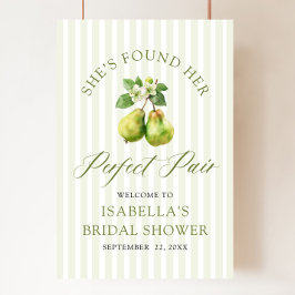 Póster Ducha de Boda Perfecta Pareja Gingham Verde Modern