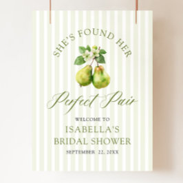 Póster Ducha de Boda Perfecta Pareja Gingham Verde Modern