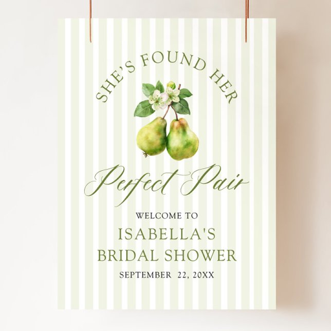 Póster Ducha de Boda Perfecta Pareja Gingham Verde Modern (Modern Green Gingham Perfect Pair Bridal Shower Welcome Sign)