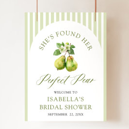 Póster Ducha de Boda Perfecta Pera Verde Gingham Moderna