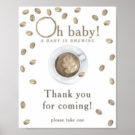 Póster Ducha de café para bebé Gracias por venir