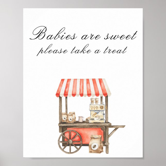 Póster Ducha de café para bebé - Los bebés son dulces (Frente)