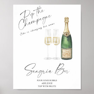 Póster ducha de champán de novia - bar sangria