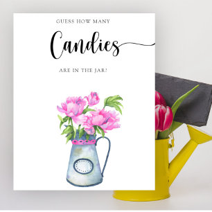 Póster Ducha de flores para bebe Adivina cuántas golosina