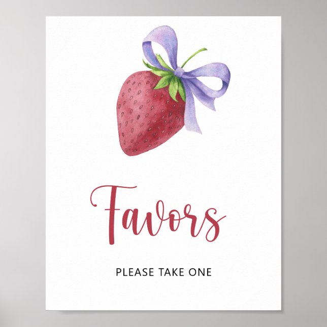 Póster Ducha de fresa para bebé - favores (Frente)