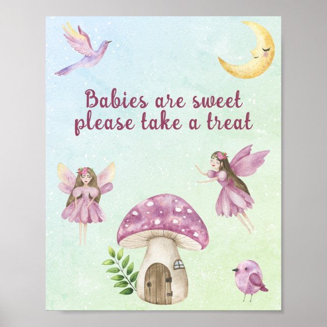 Póster Ducha de hadas para bebé Los bebés son dulces (Frente)