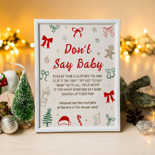 Póster Ducha de Navidad para Bebé Juego de No Digas Bebé