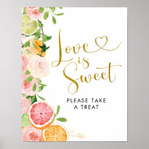 Póster Ducha de Novia Amor es Dulce Toronja Cítricos