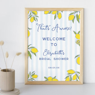 Póster Ducha de Novia Amore Limones Dibujados a Mano Raya