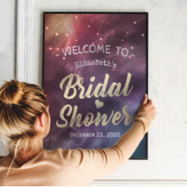Póster Ducha de novia Bienvenida Galaxy Nebula Constellat