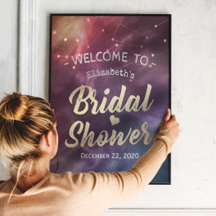 Póster Ducha de novia Bienvenida Galaxy Nebula Constellat