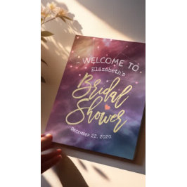 Póster Ducha de novia Bienvenida Galaxy Nebula Constellat