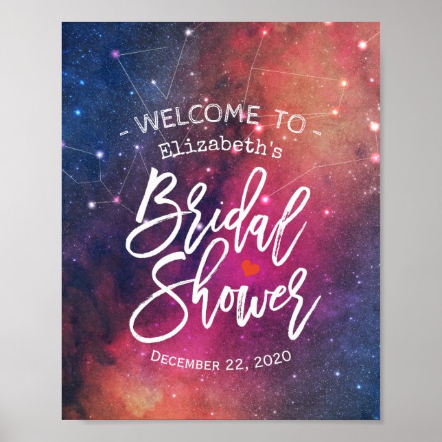 Póster Ducha de novia Bienvenida Galaxy Nebula Constellat (Frente)