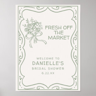Póster Ducha de Novia Caprichosa Verde Fresca del Mercado
