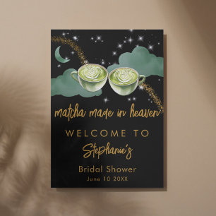 Póster Ducha de Novia Celestial Moon Matcha Hecha en el C
