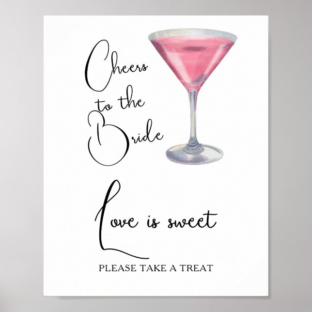 Póster Ducha de novia cóctel El amor es dulce (Frente)