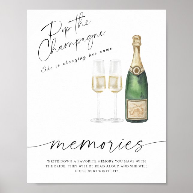 Póster Ducha de novia con champán - recuerdos con la novi (Frente)