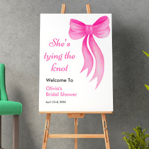 Póster Ducha de Novia con Lazo Rosa Ella Está Anudando