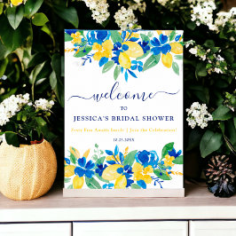 Póster Ducha de novia con limones amarillos azules