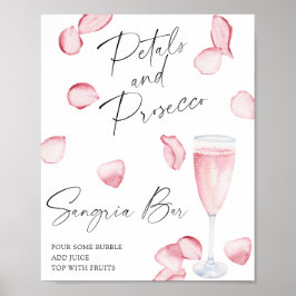 Póster Ducha de novia con prosecco de rosa - barra de san