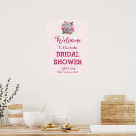 Póster Ducha de Novia con Ramo de Peonías
