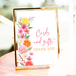 Póster Ducha de novia con tarjetas y regalos de flores de