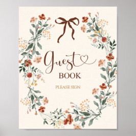 Póster Ducha de Novia Coquette Bow Flor Silvestre de Otoñ
