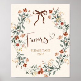Póster Ducha de Novia Coquette Bow Flor Silvestre Otoño 