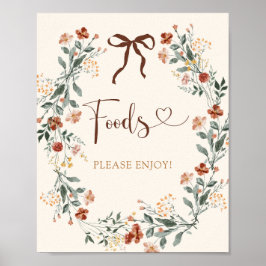 Póster Ducha de Novia Coquette Bow Otoño Flor Silvestre