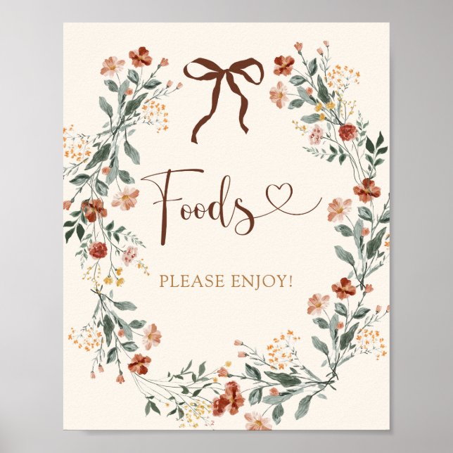 Póster Ducha de Novia Coquette Bow Otoño Flor Silvestre (Frente)