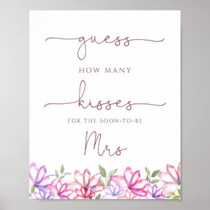 Póster Ducha de Novia Cuántos Besos Juego Rosa Verdor  